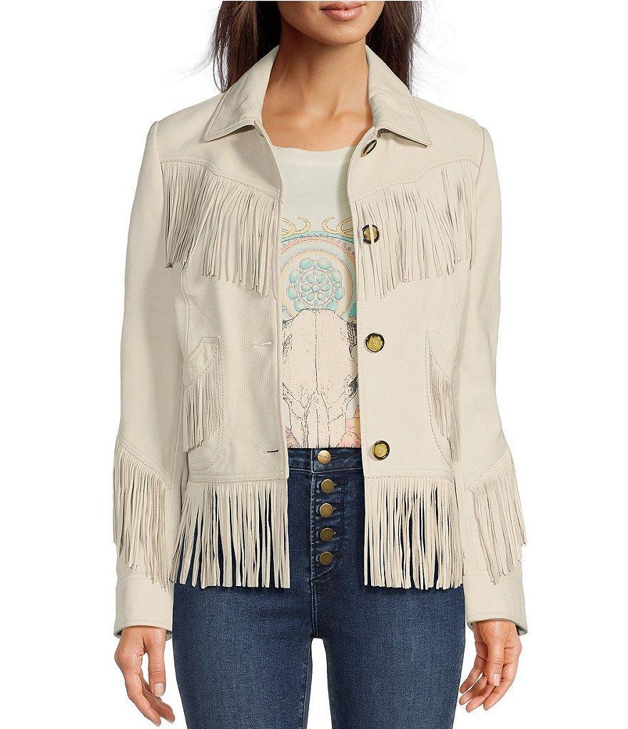 Scully Genuine Leather Fringe Button Front Jacket Product Image