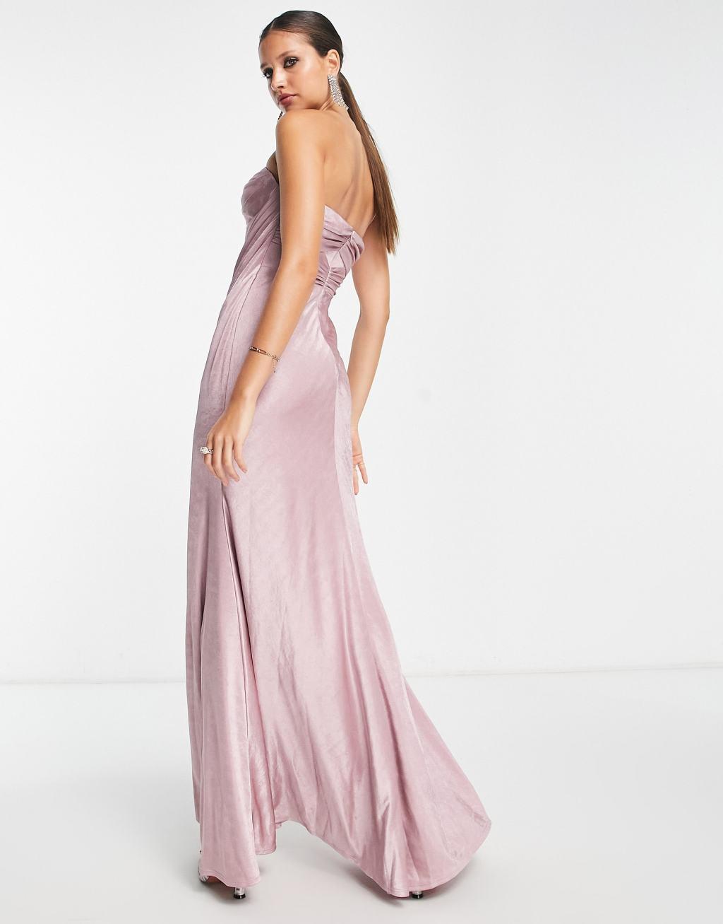 ASOS DESIGN bandeau tuck drape maxi dress Product Image