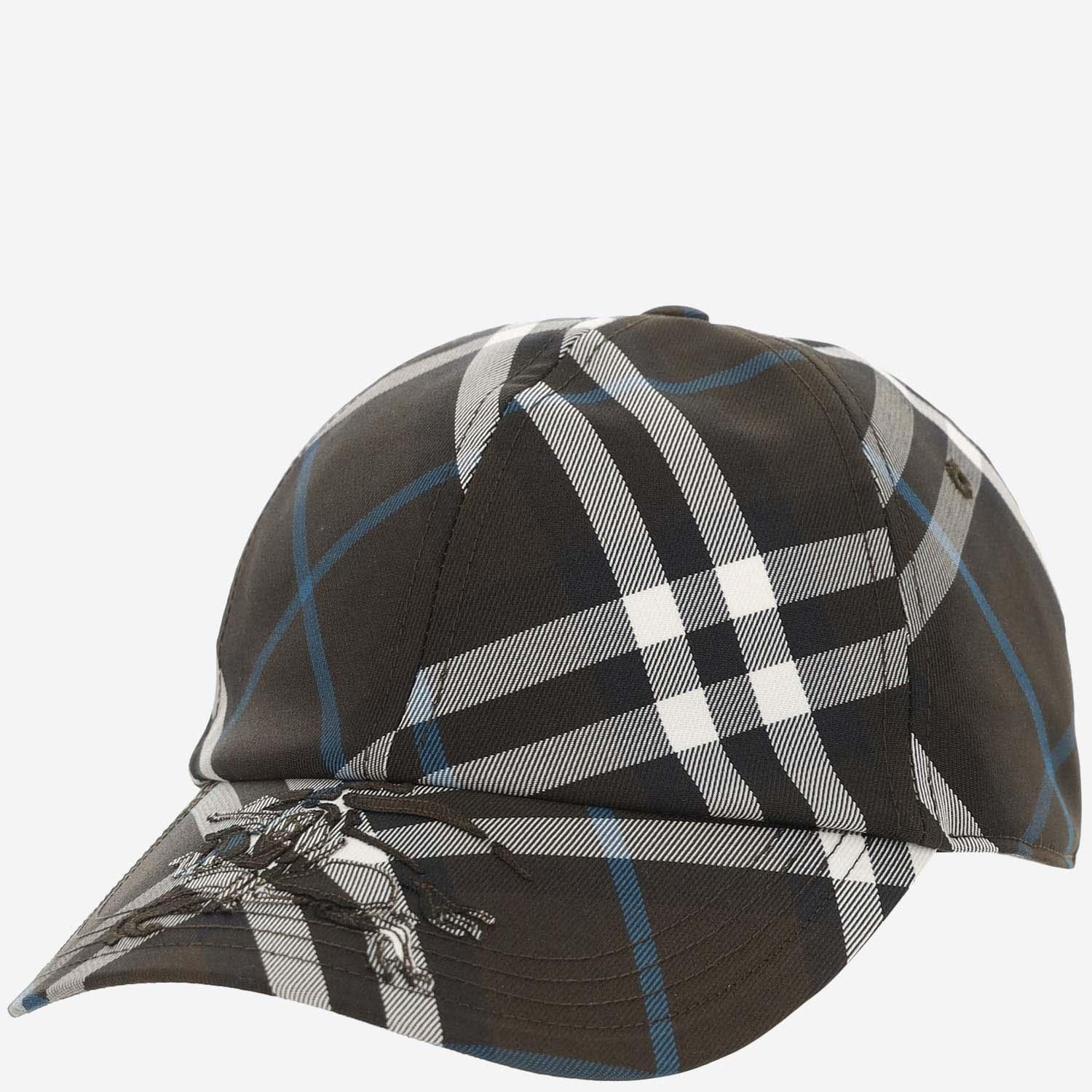 BURBERRY Baseball Cap With Check Pattern In Olive Product Image