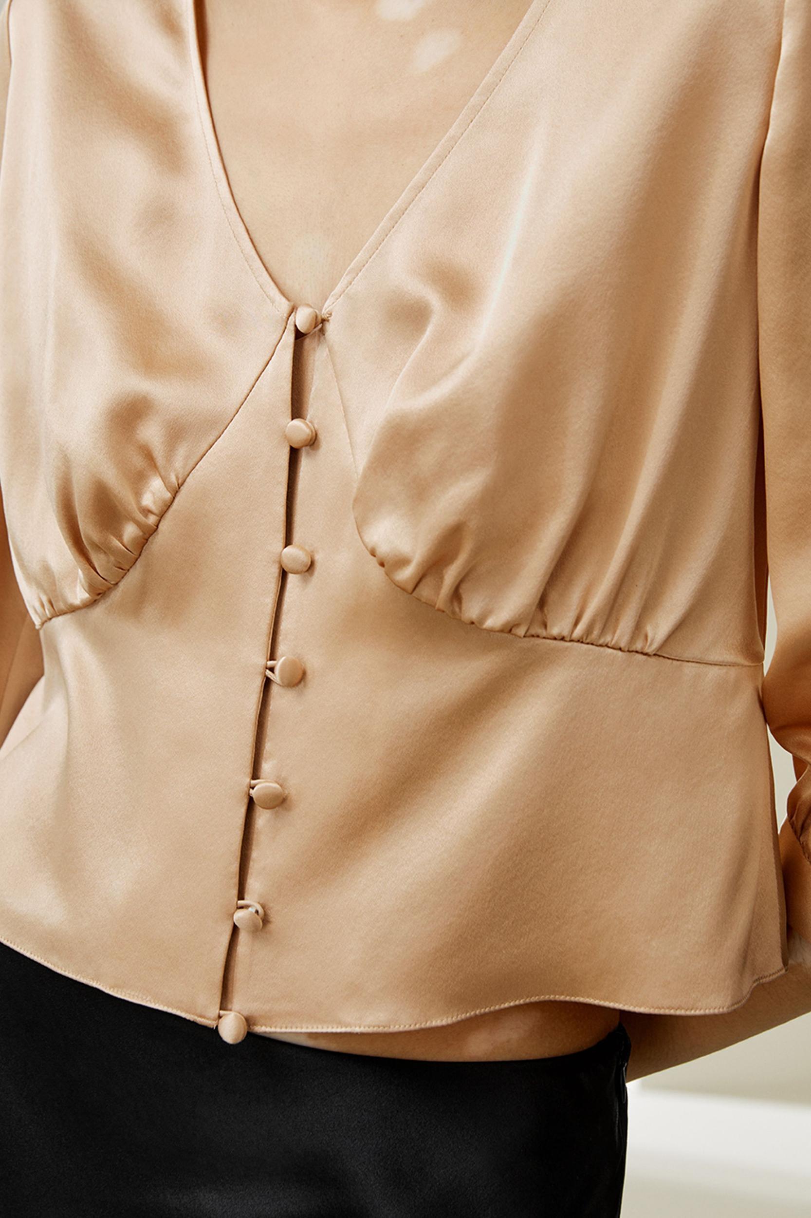 LILYSILK Female Silk Shirts Ladies Magenta 100 Silk Tailored Front Button-And-Loop Closure Blouse 2 Product Image