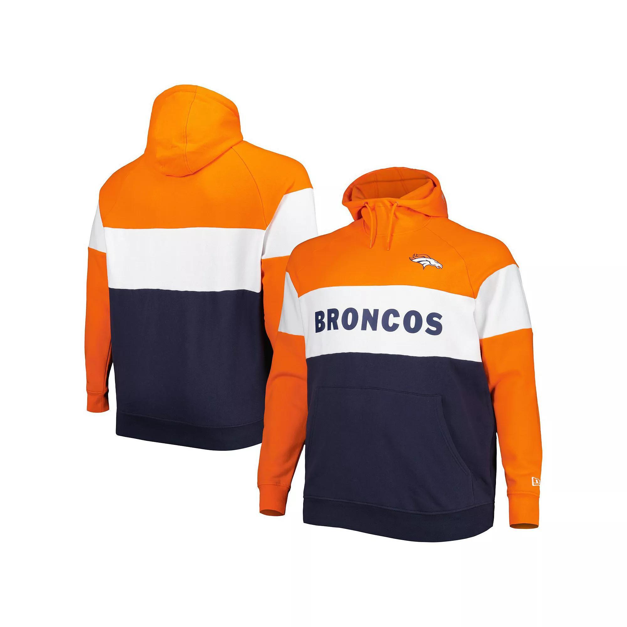 Men's New Era Navy Denver Broncos Big & Tall Current Team Colorblock Fleece Pullover Hoodie, Size: 2XB, Blue Product Image