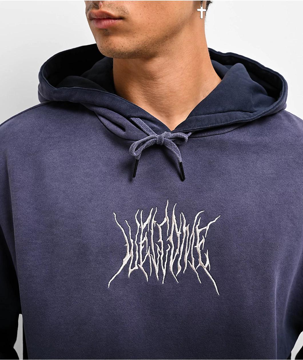 Welcome Chasm Embroidered Enzyme-Washed Dark Sapphire Hoodie Product Image