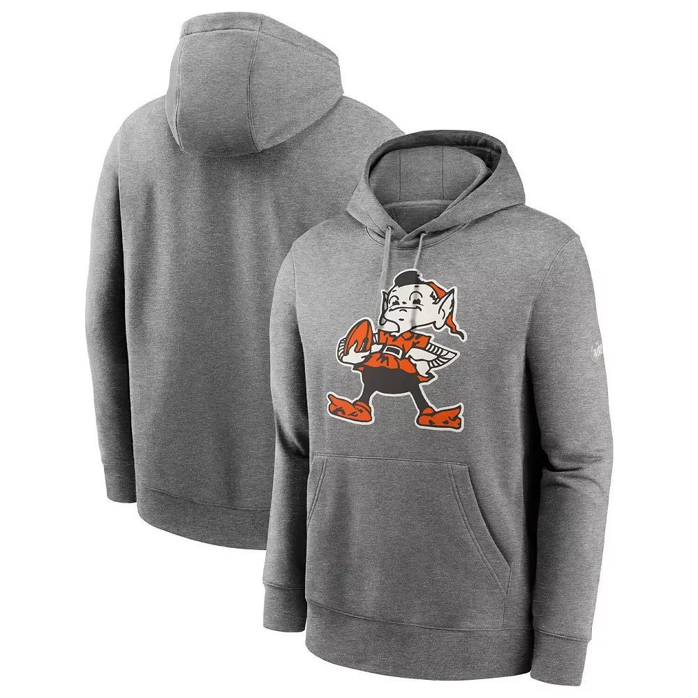 Men's Nike Heathered Gray Cleveland Browns Rewind Club Fleece Pullover Hoodie, Size: 2XL, Grey Product Image
