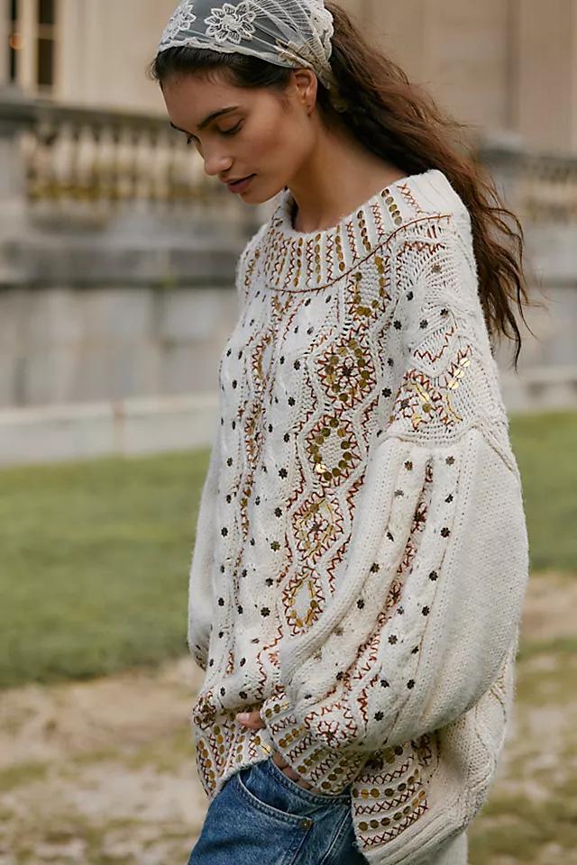 Gilded Cable Embellished Sweater Product Image