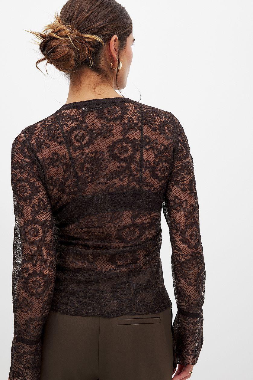 Lace Knitted Round Neck Top Product Image