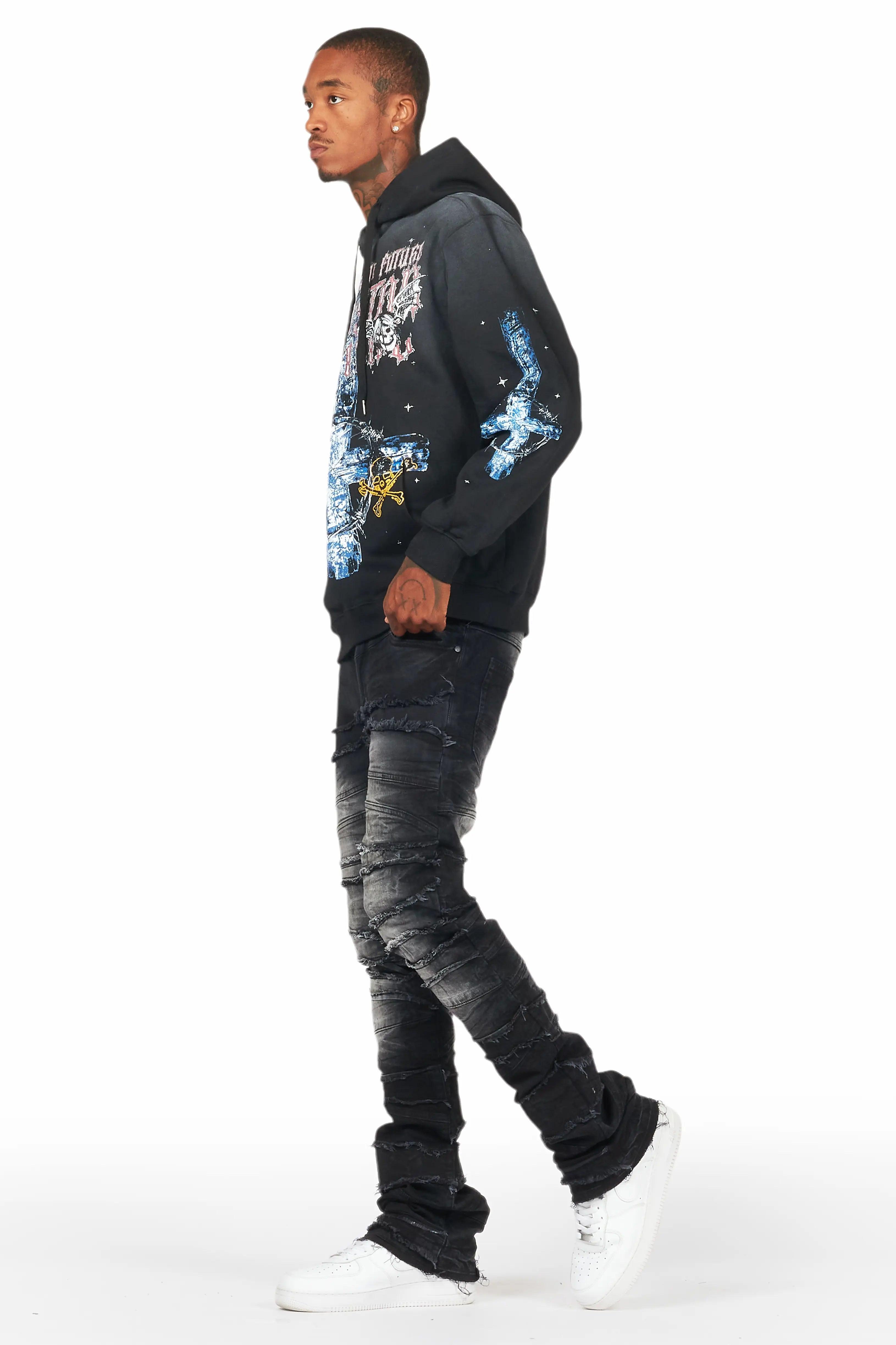 Franko Black Stacked Flare Jean Male Product Image