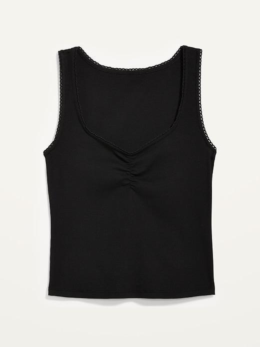 Cinched Rib-Knit Crop Tank Top Product Image