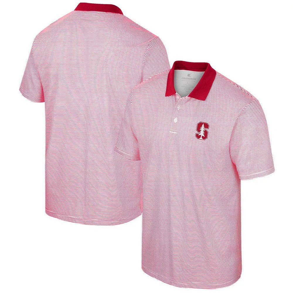 Men's Colosseum White Stanford Cardinal Print Stripe Polo,  Product Image