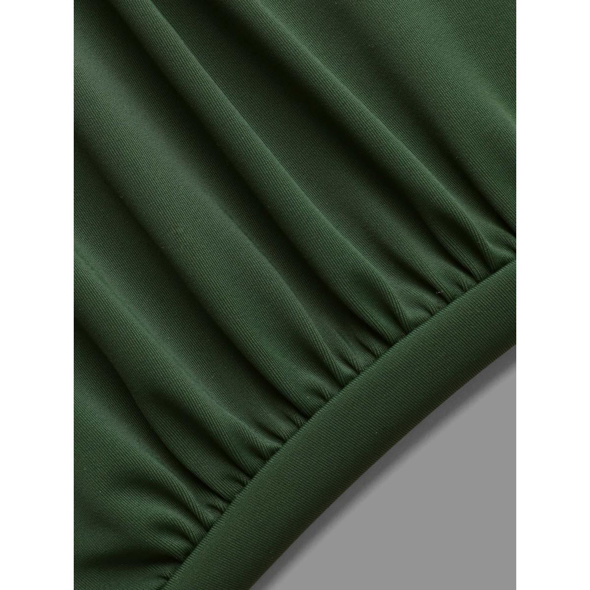 Plus Size Adjustable Bust-Tie Gathered One-Piece Swimsuit Women's Swimwear ArmyGreen Beach Tie knot Curve Bathing Suits High stretch One Pieces BloomChic 18-20/2X Product Image