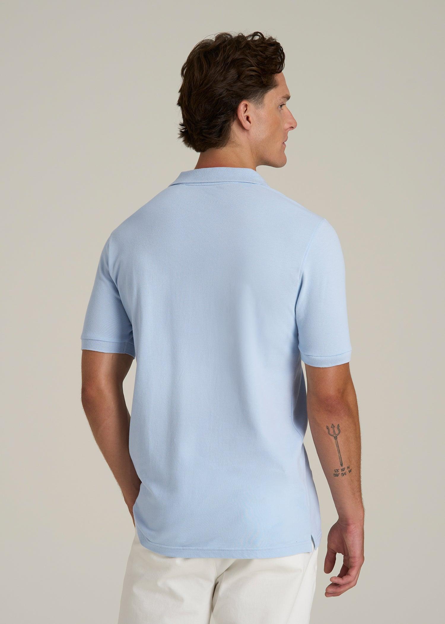 Classic Polo with Embroidered Logo for Tall Men in Ice Blue Male Product Image