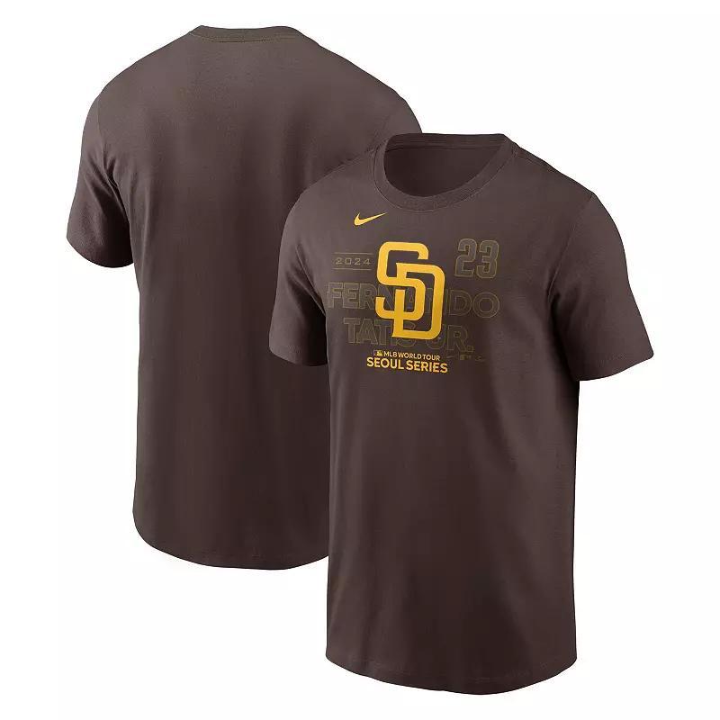 Men's Nike Fernando Tatis Jr. Brown San Diego Padres 2024 MLB World Tour Seoul Series Player Name & Number Event Stack T-Shirt,  Product Image