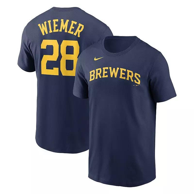 Mens Nike Joey Wiemer Milwaukee Brewers Name & Number T-Shirt Blue Product Image