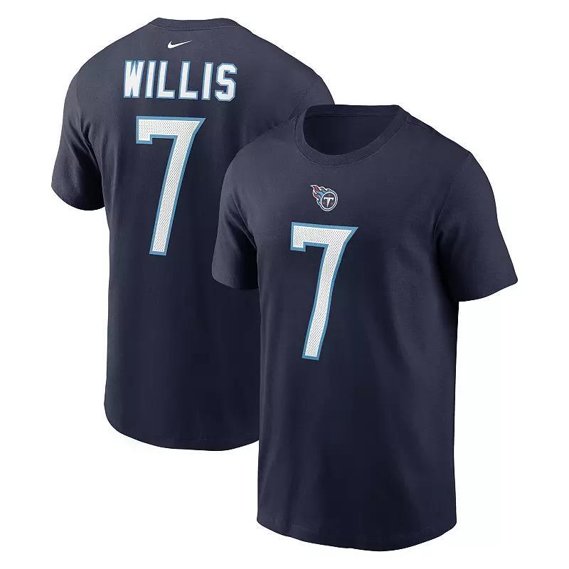 Men's Nike Malik Willis Navy Tennessee Titans Player Name & Number T-Shirt, Size: Medium, Blue Product Image
