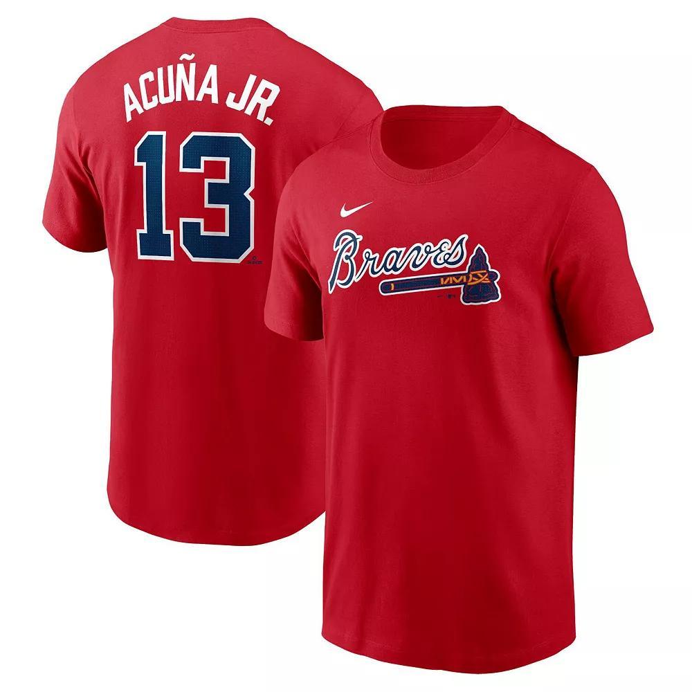 Men's Nike Ronald AcuÃ±a Jr. Red Atlanta Braves Fuse Name & Number T-Shirt,  Product Image