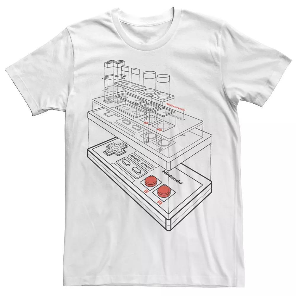 Men's Super Nintendo Controller Schematics Tee, Size: Medium, White Product Image