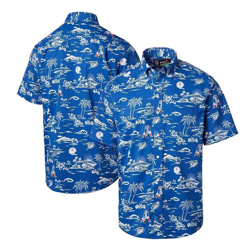 Mens Reyn Spooner Royal New England Patriots Throwback KekaiPrint Button-Up Shirt Product Image