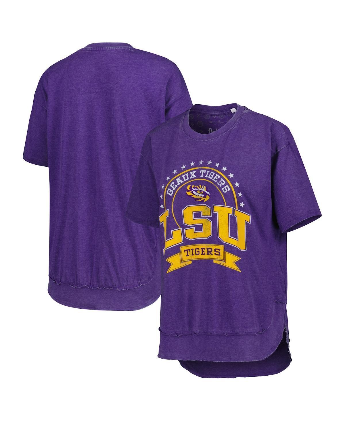 Womens Pressbox Heather Purple Lsu Tigers Vintage-Like Wash Poncho Captain T-shirt Product Image