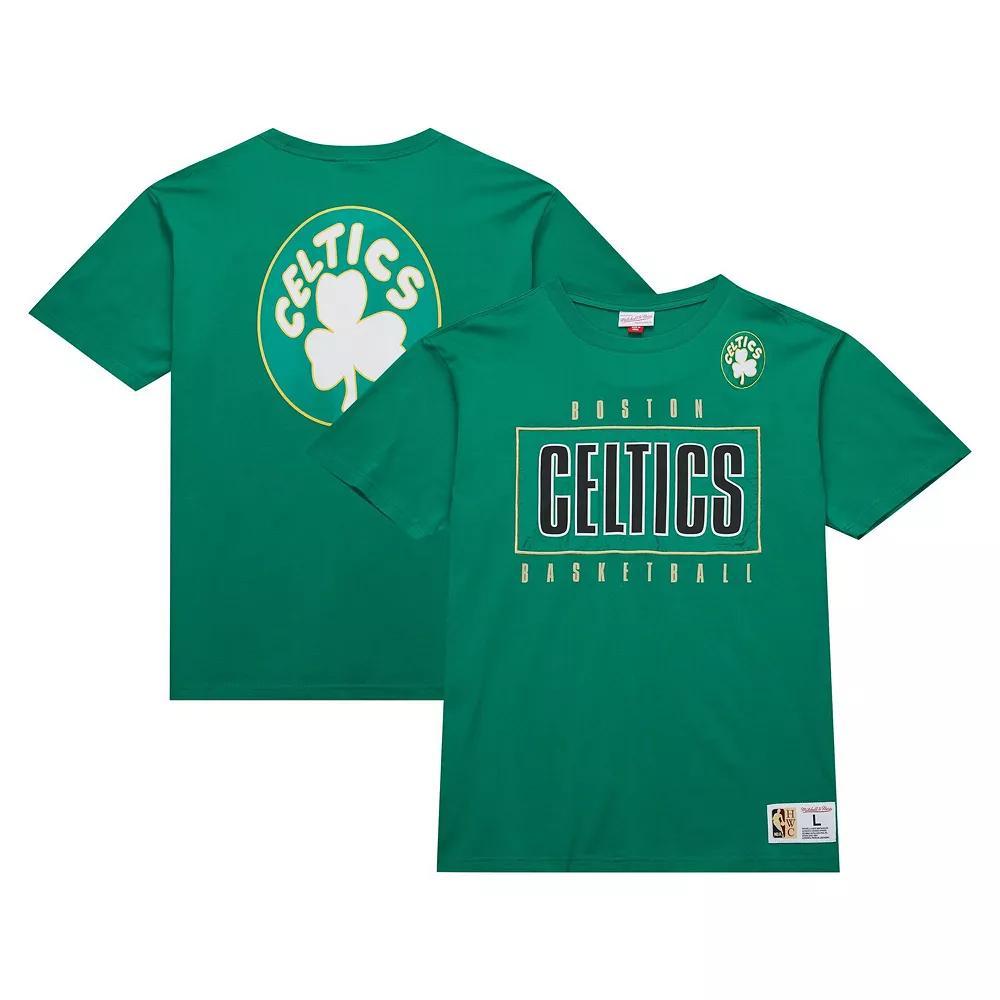 Men's Mitchell & Ness Kelly Green Boston Celtics Hardwood Classics Team OG 2.0 Premium Vintage Logo T-Shirt,  Product Image