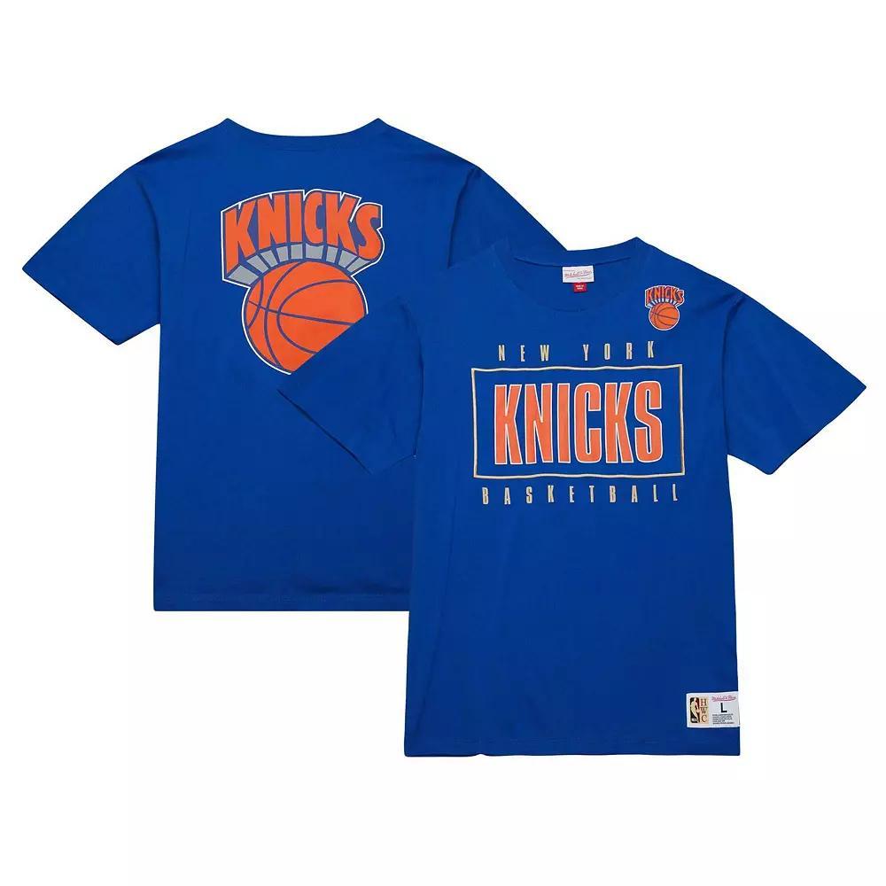 Men's Mitchell & Ness Blue New York Knicks Hardwood Classics Team OG 2.0 Premium Vintage Logo T-Shirt, Size: Small Product Image