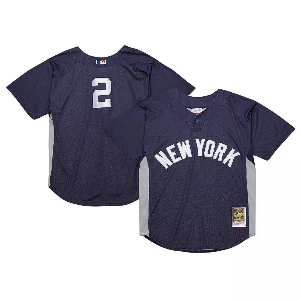 Men's Mitchell & Ness Derek Jeter Navy New York Yankees Cooperstown Collection Batting Practice Jersey, Size: 3XL, Blue Product Image