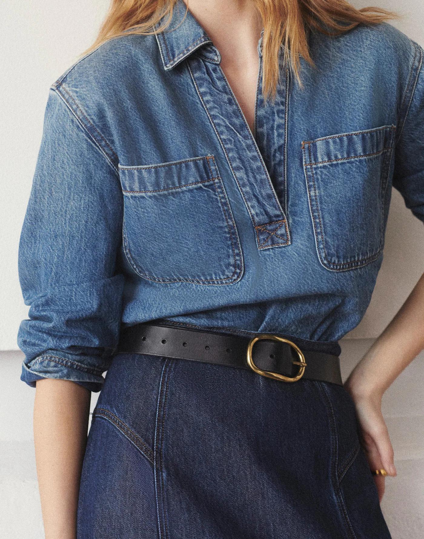 Denim Popover Tunic Shirt in Ector Wash Product Image