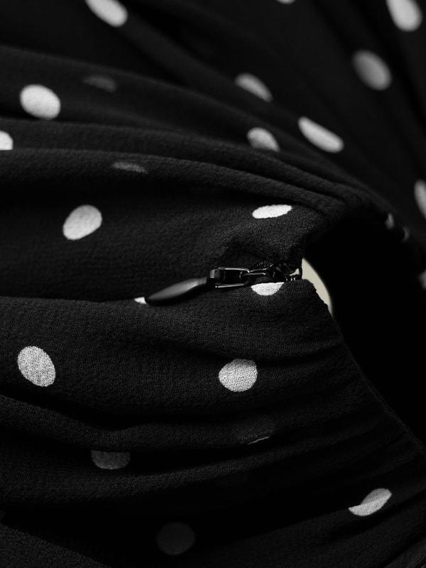 Polka-Dot Silk Midi Skirt Product Image