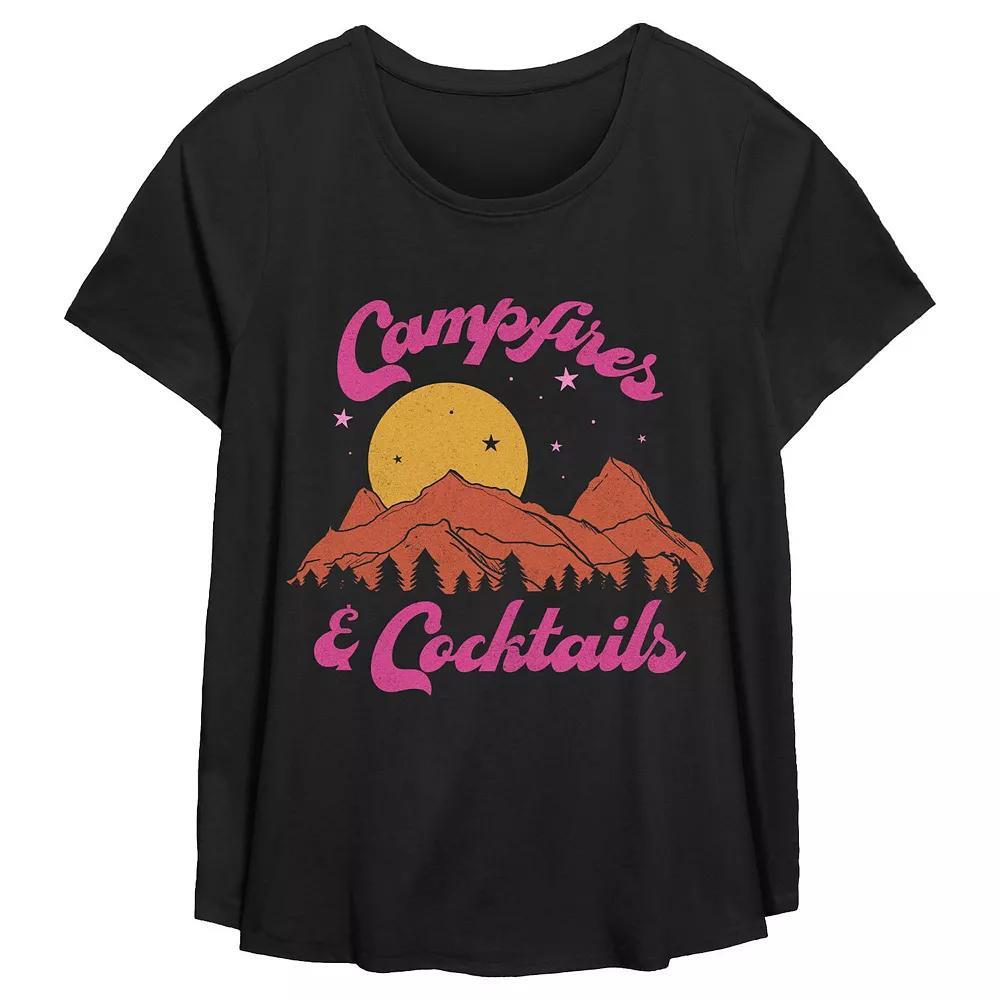 Juniors Campfires & Cocktails Scoop Neck Graphic Tee, Womens Product Image