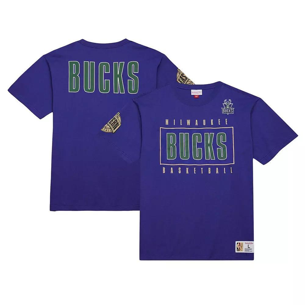 Men's Mitchell & Ness Purple Milwaukee Bucks Hardwood Classics Team OG 2.0 Premium Vintage Logo T-Shirt,  Product Image