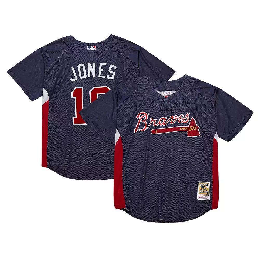Men's Mitchell & Ness Chipper Jones Navy Atlanta Braves Cooperstown Collection 2007 Batting Practice Jersey,  Product Image