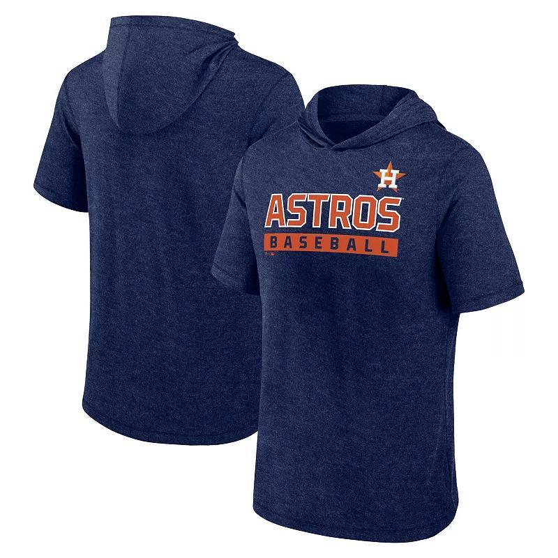 Mens Fanatics Heather Houston Astros Push Short Sleeve Pullover Hoodie Blue Product Image