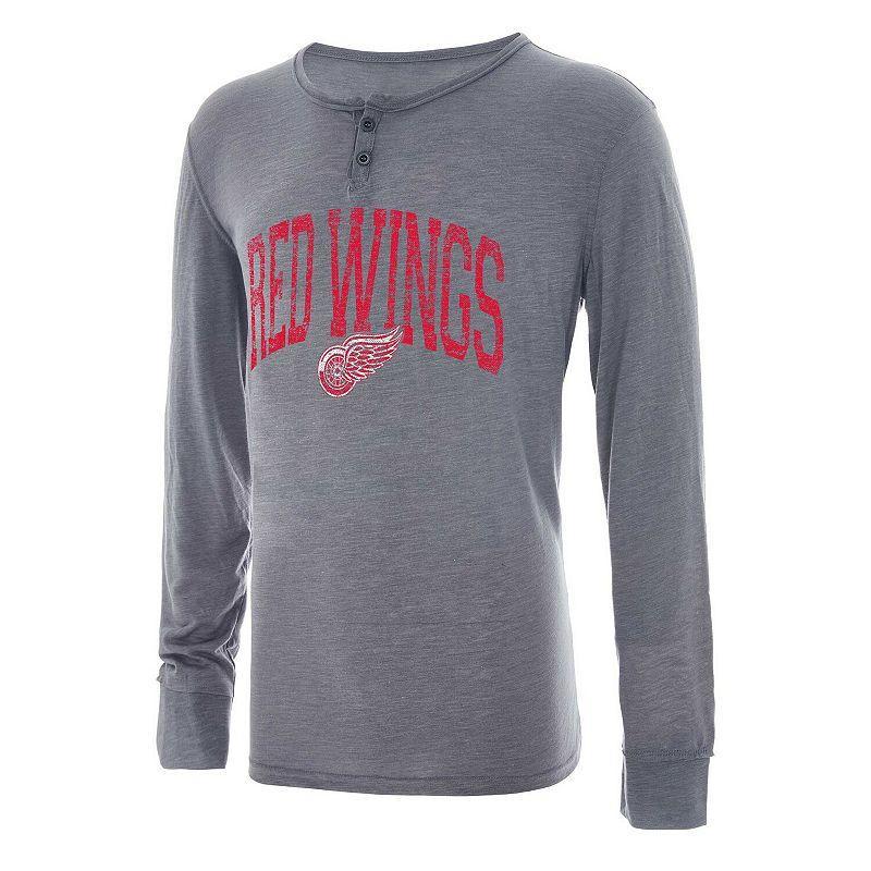 Mens Concepts Sport Gray Detroit Red Wings Takeaway Henley Long Sleeve T-Shirt Product Image