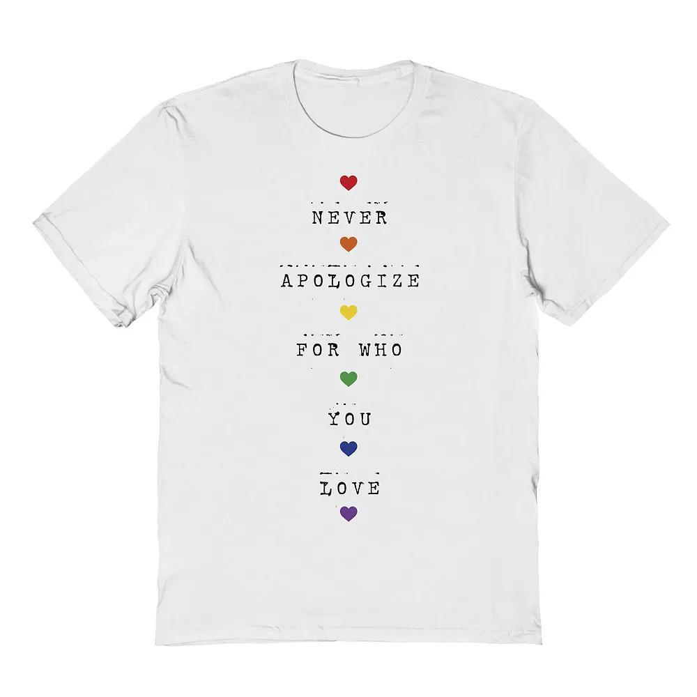 Men's COLAB89 Never Apologize For Who You Are Pride Graphic Tee, Adult Unisex,  Product Image