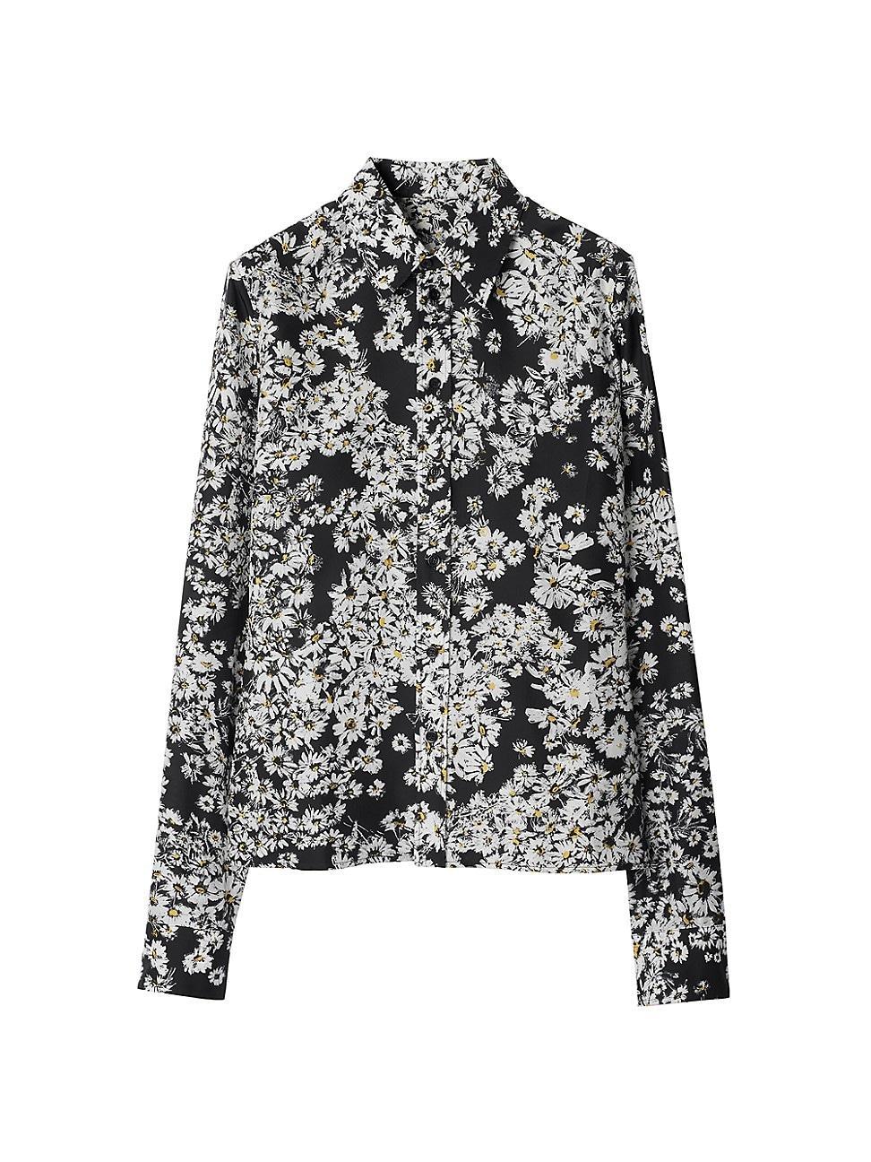 Womens Daisy Print Silk Shirt Size 0 Product Image