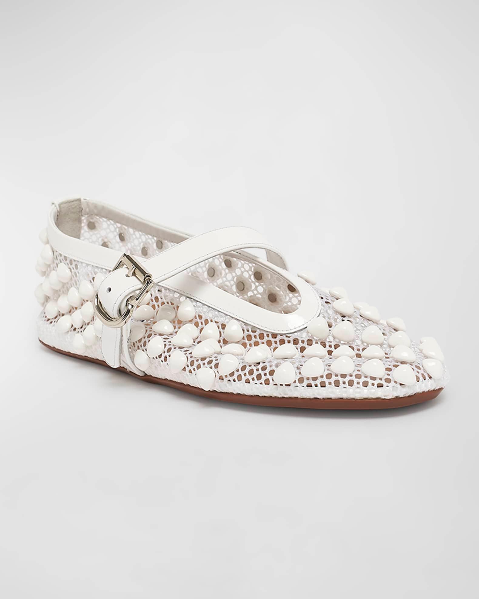 Beaded Net Mary Jane Ballerina Flats Product Image