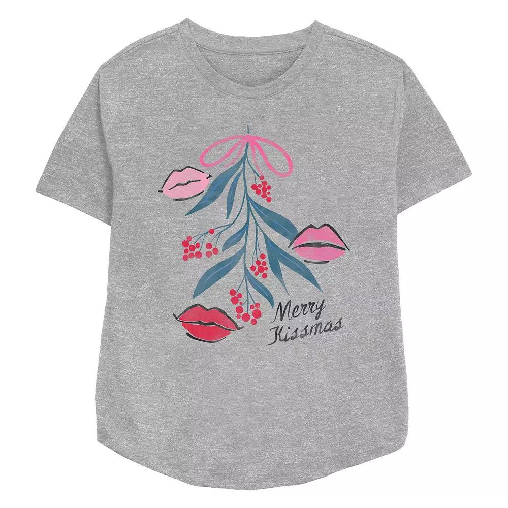Women's Mistletoe Merry Kissmas Relaxed Fit Graphic Tee,  Product Image