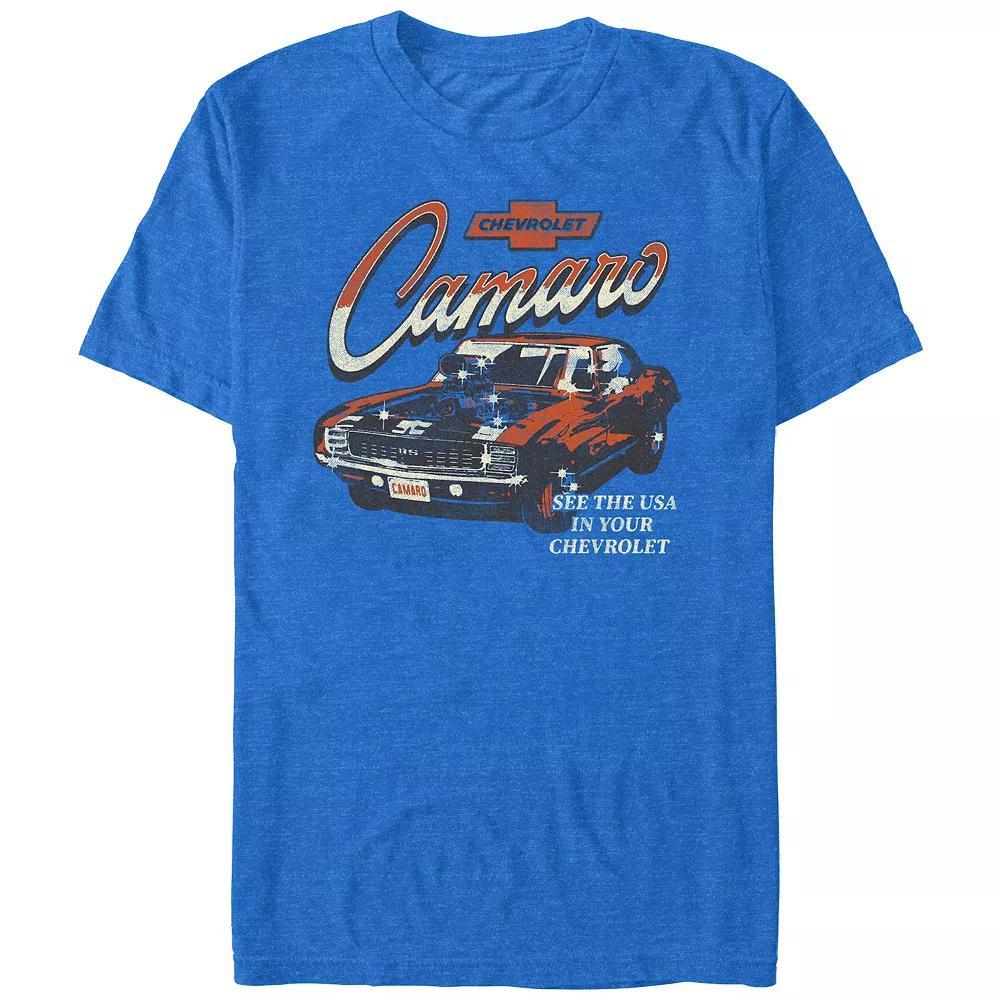 Men's Chevrolet Camaro See The USA In Your Chevrolet Graphic Tee, Size: Large, Royal Grey Product Image