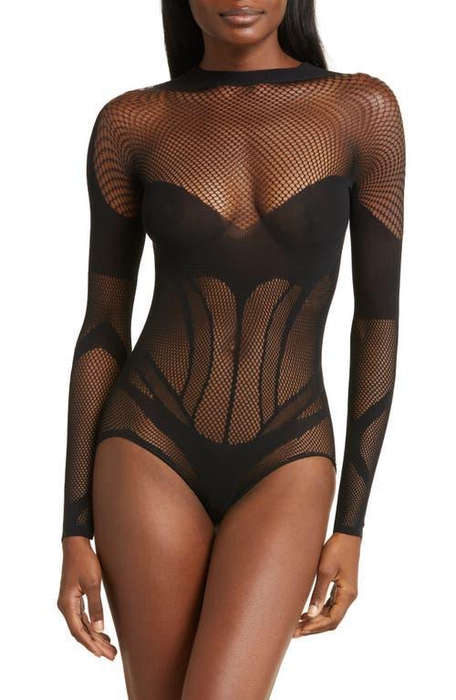 Hauty Womens Fishnet Sheer Bodysuit 1 Pc Lingerie - Black Product Image