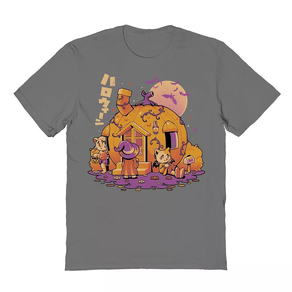 Men's Purrpkin House Halloween Graphic Tee, Size: XL, Grey Product Image
