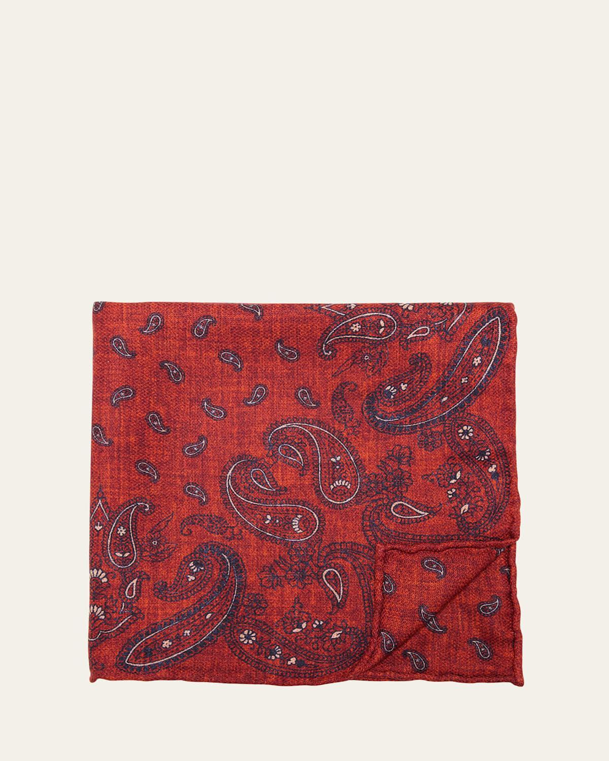 Mens Silk Paisley Pocket Square Product Image