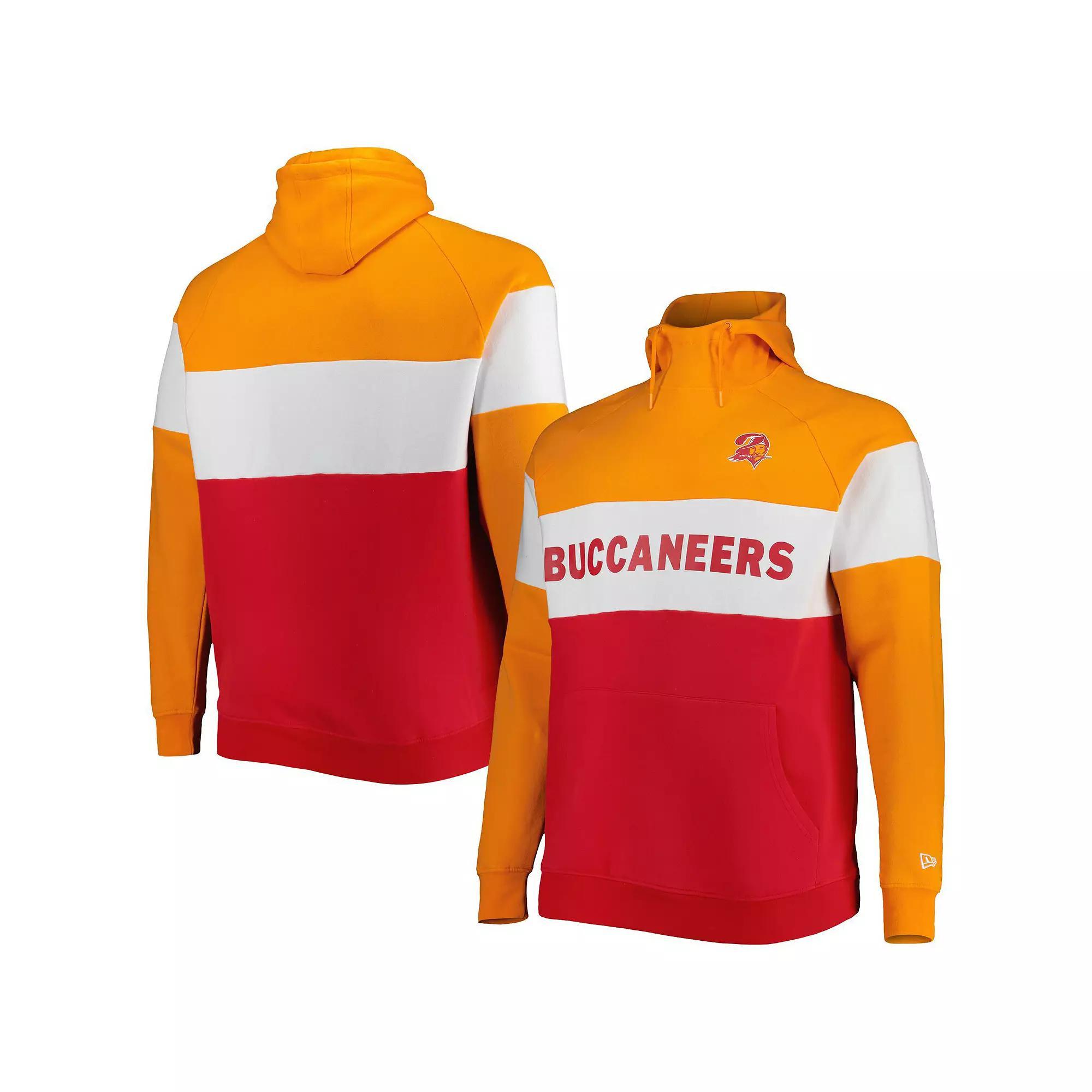 Men's New Era Red Tampa Bay Buccaneers Big & Tall Throwback Colorblock Raglan Pullover Hoodie, Size: 3XLT Product Image