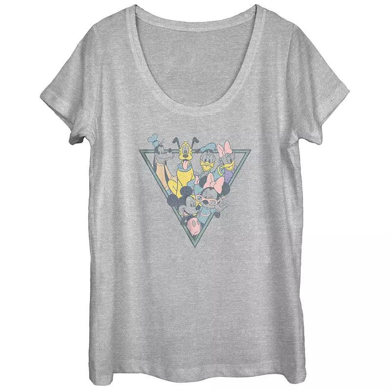 Disney's Mickey Mouse And Friends Colors Popping Scoop Neck Juniors' Graphic Tee, Women's, Size: Large, Athletic Grey Product Image