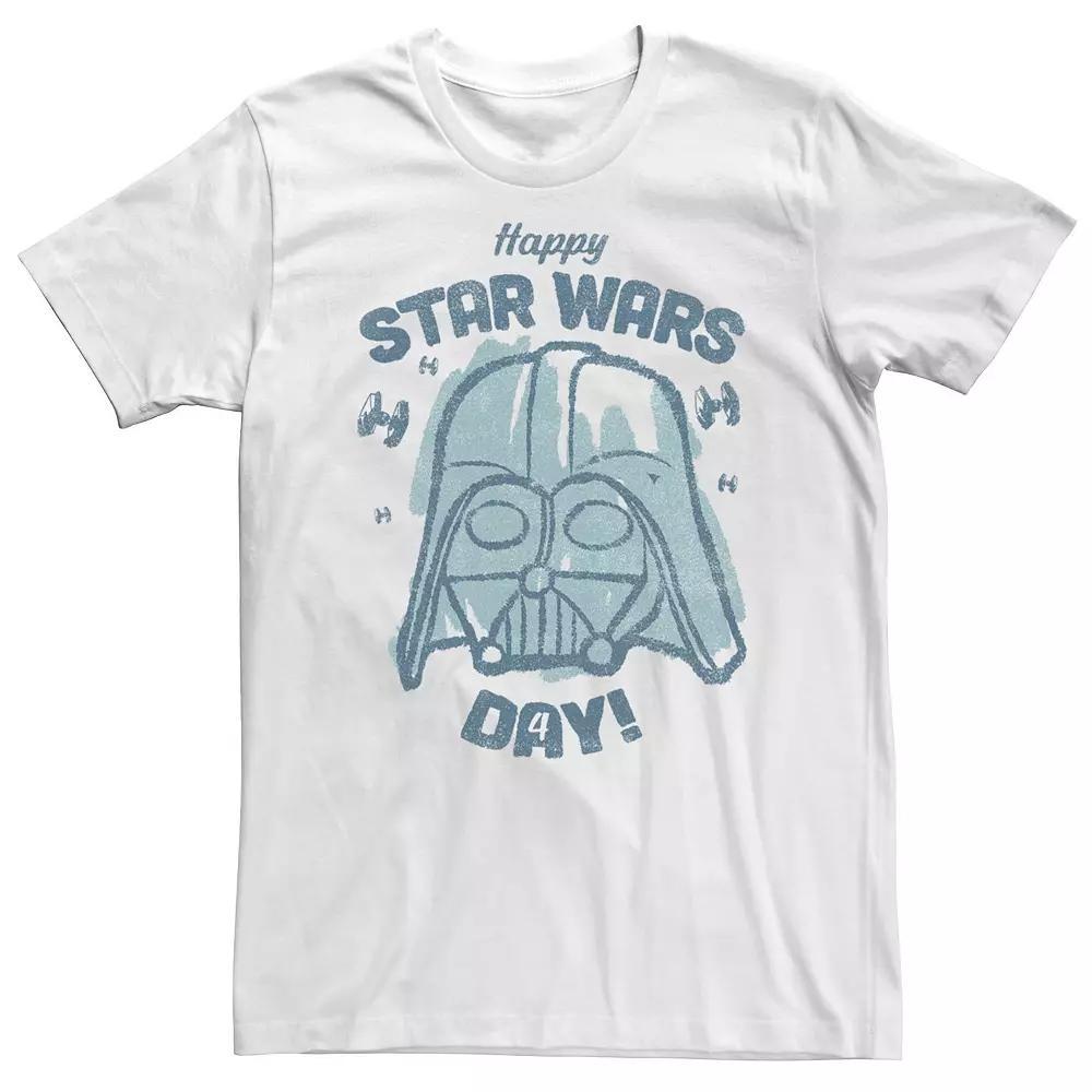 Big & Tall Star Wars May The Fourth Be With You Darth Vader Sketch Tee, Men's, Size: XXL Tall, White Product Image