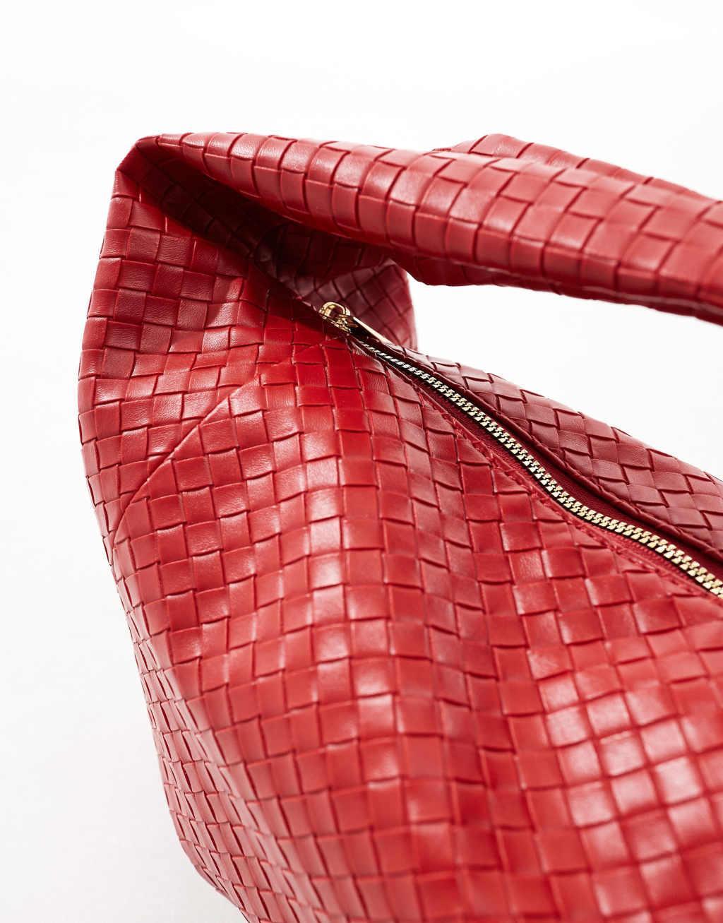 ASOS DESIGN slouchy weave shoulder bag in red Product Image