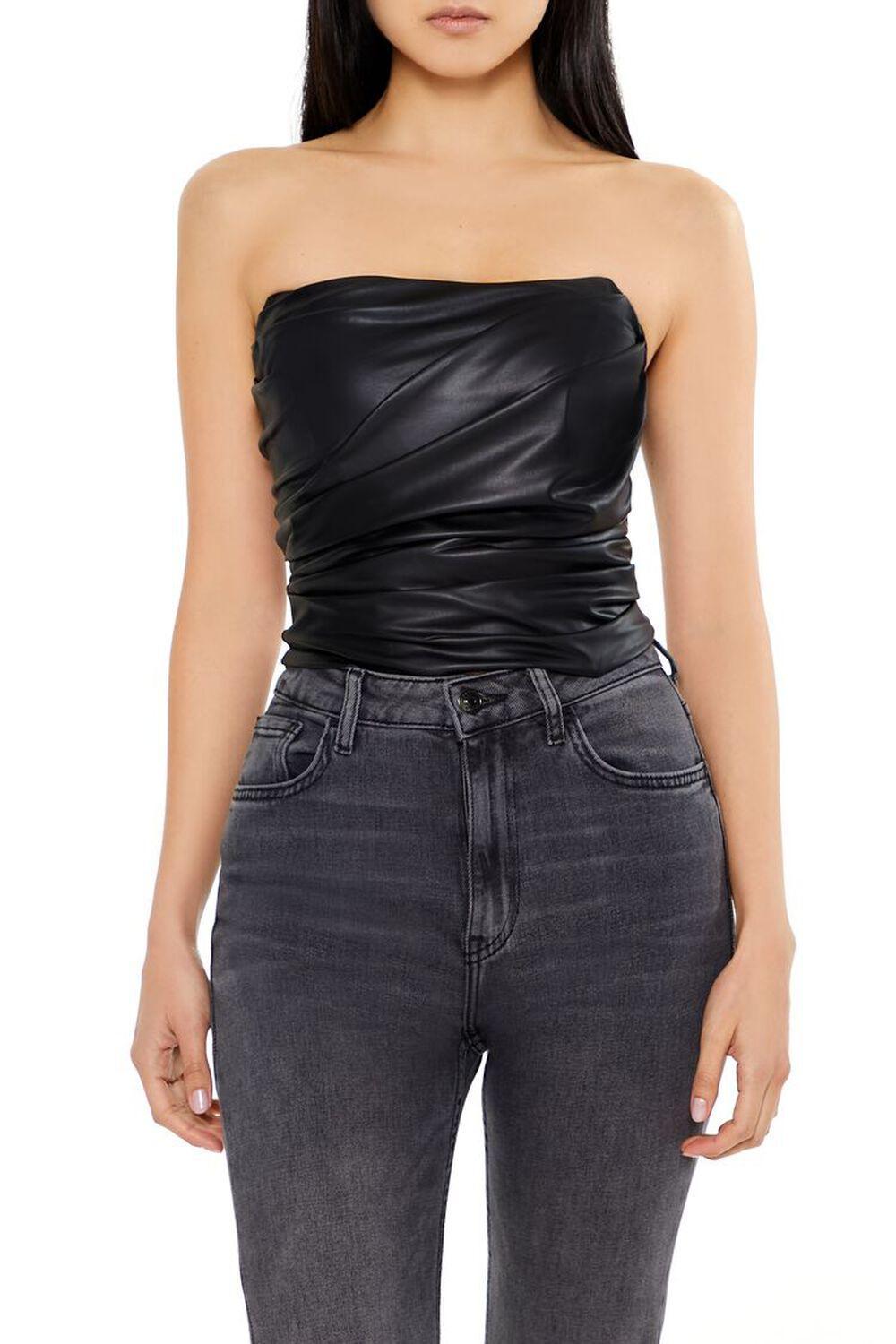 Faux Leather Tube Crop Top | Forever 21 Product Image