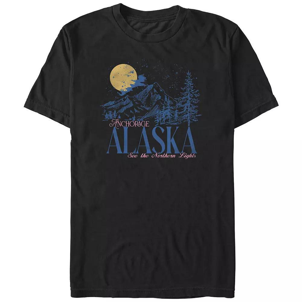 Big & Tall Anchorage Alaska See The Northern Lights Graphic Tee, Men's, Size: 5XB, Black Product Image