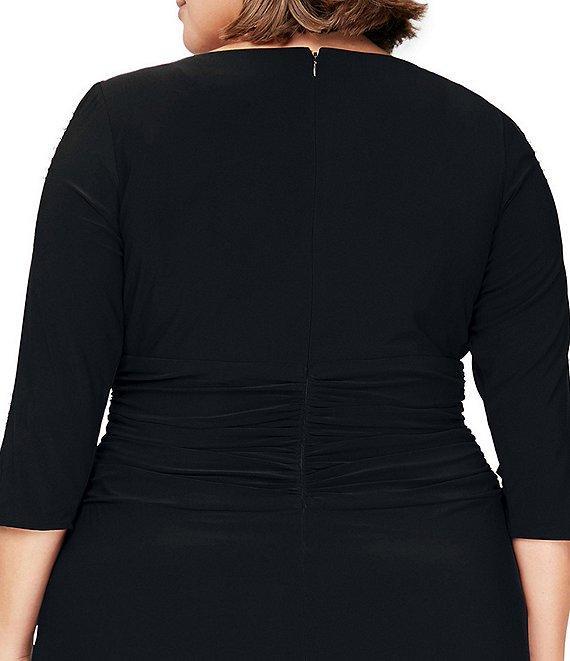 Ignite Evenings Plus Size Embellished 3/4 Sleeve Boat Neck Gown Product Image