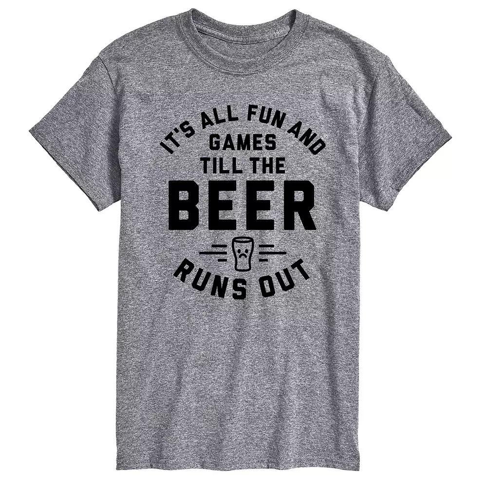 Big & Tall Fun And Games Till The Beer Runs Out Graphic Tee, Men's, Size: 4XL Tall, White Product Image