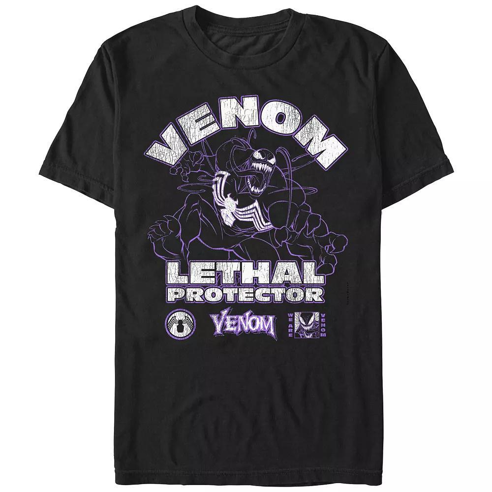 Men's Spider-Man Venom Lethal Protector Purple Lines Graphic Tee, Size: Large, Black Product Image