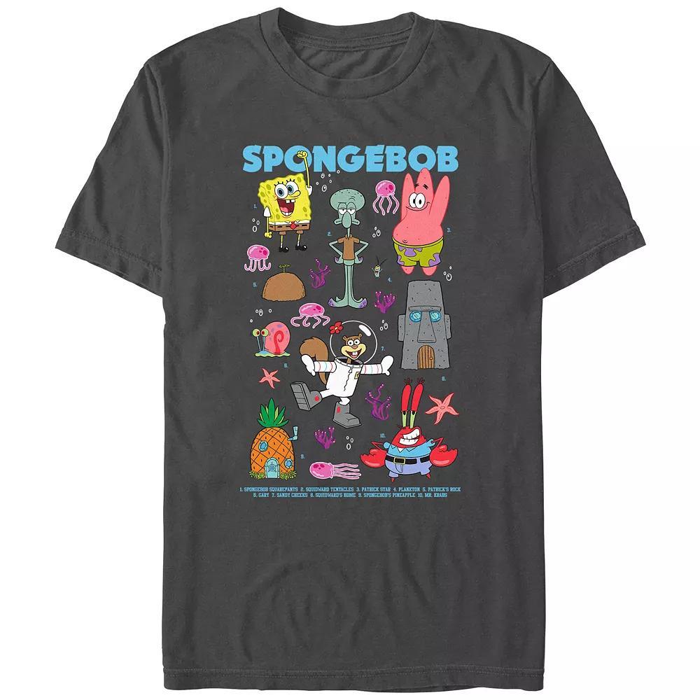 Juniors' SpongeBob Squarepants Characters And Names Boyfriend Graphic Tee, Women's,  Product Image