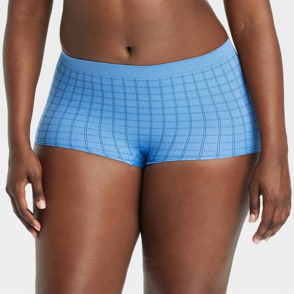 Womens Seamless Boy Shorts - Auden Blue Twilight Plaid XL Product Image